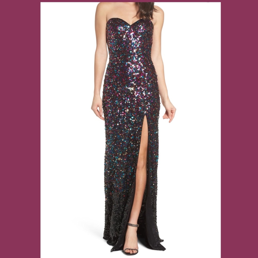 MAC DUGGAL SEQUIN BUSTIER GOWN